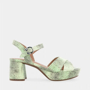 Aerosoles Comfortable Crisscross Platform Sandal in Gleam Snake Embossed Leather